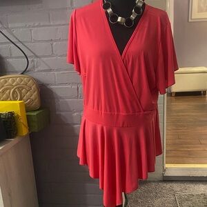 Ashley Stewart Red Wrap Top